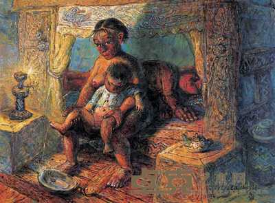 罗中立 1995年作 尿尿 97.5×130cm